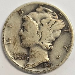 1941 D Mercury Dime .900 Silver