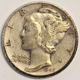 1945 D Mercury Dime .900 Silver