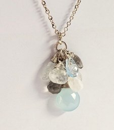 NEW OLD STOCK!!!  Sterling Silver HANDMADE/HAND WRAPPED Multi Stone BRIOLETTE Faceted Necklace