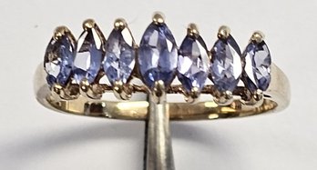 Vintage 10KY Gold TANZANITE Marquise PYRAMID Ring   SIZE  8 3/4   2.3 GR