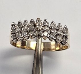 VINTAGE!!  14KY Gold TRIPLE Row DIAMOND Pyramid RING  Approx  .54 CT TW!!!  SIZE 5