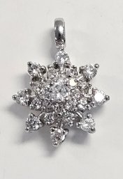 Vintage Sterling Silver Cluster CZ BLING!!!!! SNOWFLAKE Pendant   2.9 GR