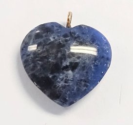 Vintage Blue/Black Polished Stone Heart Shaped Pendant   1.1 GR