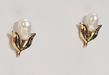 NEW OLD STOCK!! 14K GF FW PEARL Earrings & Backs W/ 14K GOLD POSTS!!   0.6 GR