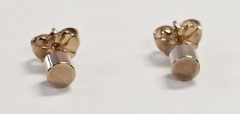 NEW OLD STOCK!! 14K GF 4 MM 3D CIRCLE STUD Earrings & Backs W/ 14K GOLD POSTS!!   1.1 GR