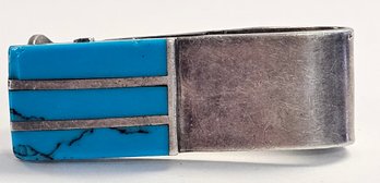 WELL LOVED TURQUOISE & STERLING SILVER MONEY CLIP  *MADE IN MEXICO*  29.0 GR