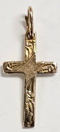 Vintage 10KY Gold Engraved Petite Cross   0.4 Gr