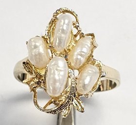 Vintage Fashion Rice Krispie Pearl Ring   2.3 GR   SIZE 7 3/4