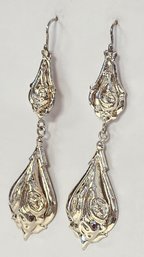 Vintage Sterling Silver LONG DANGLE EARRINGS  5.2 GR