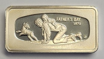 1974 FATHER'S DAY STERLING SILVER BAR/ INGOT The Franklin Mint 1000 GRAINS/ 65 GR