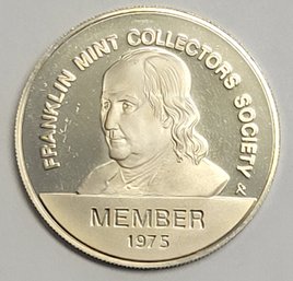 1975 THE FRANKLIN MINT COLLECTORS SOCIETY MEMBER PROOF COIN  .925 STERLING SILVER