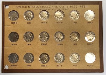 One Set(18 Coins) From 1925 -1934 US Buffalo/Indianj Head Nickels (S And D Mint)