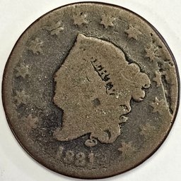 1881 Large Cent Coronet Head US Coin