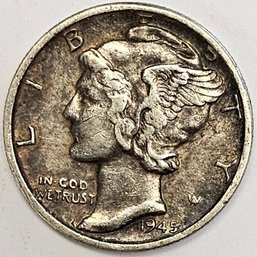 1945 D Mercury Dime .900 Silver