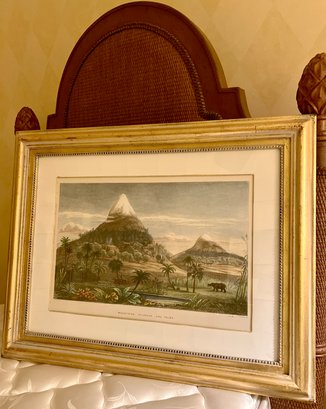 (Z) ANTIQUE J.STEWART HAND COLORED ENGRAVING 'MOUNTAINS, HILLOCKS & PALMS' BY FRANK WILLIAM WARWICK TOPHAM
