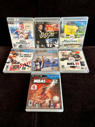 (D-1) COLLECTION OF SEVEN PREOWNED PS3 VIDEO GAMES - NHL, MLB, NBA