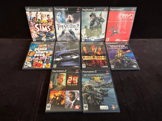 (D-12) COLLECTION OF TEN PLAYSTATION 2 ASSORTED GAMES IN CASES - GTA, SOCOM II, MEDL OF HONOR