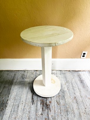 (KX) VINTAGE PAINTED WOOD SMALL ROUND TABLE-28' X 18'-LOCAL PU ONLY