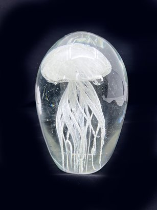 (B-27) JELLYFISH IN GLASS PAPERWEIGHT- APPROX. 5' TALL