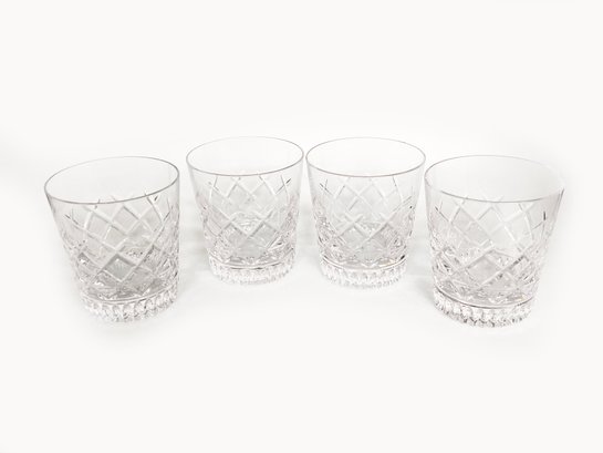 (B-72) VINTAGE LOT OF 4 'WATERFORD' CRYSTAL 4 INCH TALL GLASSES