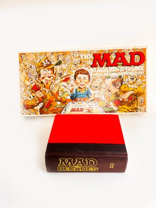 (D-13) VINTAGE LOT OF 2 'MAD RELATED ITEMS' PREOWNED THE MAD MAGAZINE GAME AND MAD FOR DECADES BOOK
