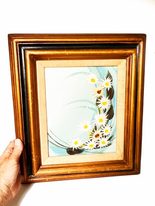 (GA-19) FRAMED SIGNED OIL PAINTING-DAISIES-W/FRAME APPROX. 17' X 15'
