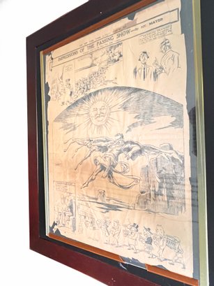 (GA-27) VINTAGE FRAMED 'NY TIMES' DATED JUNE 1921-SEE IMAGES FOR CONDITION-APPROX. 24' X 18'