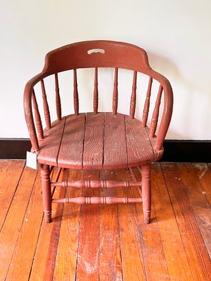 (GA-37) ANTIQUE RED WOOD CAPTAINS CHAIR-APPROX. 28 1/2' X 17' X 22'-ITEM IS NOT SHIPPABLE