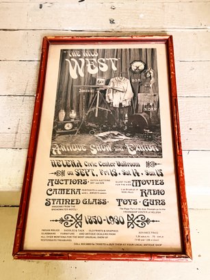 (GA-50) VINTAGE FRAMED POSTER-'THE WILD WEST ANTIQUE SHOW & EXHIBIT'-APPROX. 18' X 11'-CAN BE SHIPPED