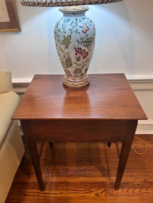 (A) VINTAGE CHERRY WOOD SCALLOP EDGE OCCASIONAL TABLE - 24' BY 18' BY 28'