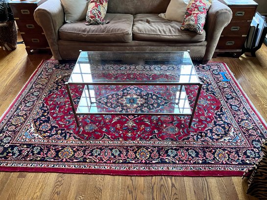 (E-9) VINTAGE PERSIAN STYLE AREA RUG IN SHADES OF RED - 87' BY 57'