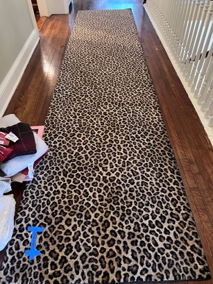 (UP) CHEETAH PRINT BROWN SPOTTED RUNNER RUG - 14' BY 3.5'W