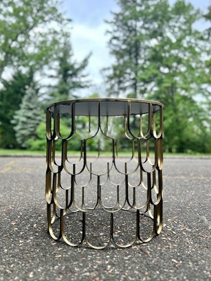 (GA-71) MIRROR TOP GOLD METAL BASE ACCENT TABLE - 18' BY 20'
