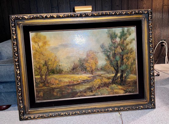 (BA) ORIGINAL LANDSCAPE OIL PAINTING 'LOW CLOUDS' BY MILLER SMITH (BRITISH 1854-1937) - WITH LIGHT -47' BY 35'