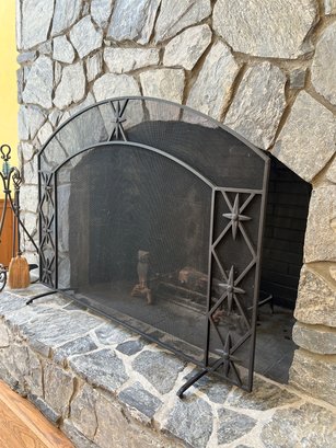 (D-11) ONE PIECE DECORATED IRON FIREPLACE SCREEN  -64' BY 47'