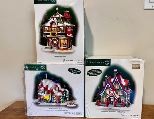 (ZZ-118) THREE DEPT. 56 NORTH POLE SERIES HOUSES- 