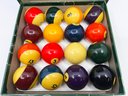 (A-103) VINTAGE SET OF ARAMITH BILLIARD POOL BALLS - 2 1/4'- MADE IN BELGIUM - IN ORIGINAL BOX