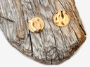(J-38) VINTAGE 14 KARAT YELLOW GOLD COLLAR PIN AND 2 ENGRAVED BUTTON COVERS-APPROX. 3.68 DWT