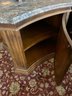 (DEN) PAIR OF MARBLE TOP WOOD END TABLES WITH STORAGE - 30' SQ.