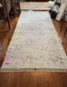 (HALL) IVORY RUNNER / AREA RUG WITH PINK FLORAL DESIGN - 138' BY 54'