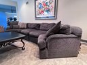 (C-1) FOUR SEAT GRAY UPHOLSTERED CONTEMPORARY SECTIONAL SOFA - 60' & 143' WIDE BY 18' DEEP & 31' HIGH