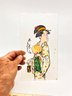 (D-12) VINTAGE LOT OF 6 HAND PAINTED ASIAN STYLE PAINTINGS ON PLASTIC PANELS-SEE IMAGES FOR DAMAGE