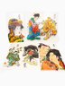 (D-13) VINTAGE LOT OF 6 HAND PAINTED ASIAN STYLE PAINTINGS ON PLASTIC PANELS-SEE IMAGES FOR DAMAGE