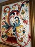 (W-6) HAND PAINTED NORWEGIAN ROSEMALING PAINTING ON CANVAS - 1995 WITH SCROLLS & FLOWERS - 16' BY 20'