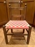 (F-1) VINTAGE SHAKER STYLE CHILDS CHAIR WITH RED & WHITE WOVEN SEAT - 23' BY 13'