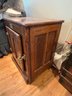 (F-7) VINTAGE 'WHITE CLAD' OAK ICE BOX / ACCENT TABLE  'SIMMONS HARDWARE CO.' -22' BY 16' BY 26'