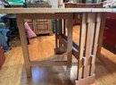 (F-13) VINTAGE FOLDING COMPACT DINING TABLE - CLOSES TO FORM CONSOLE TABLE OR TO BE STORED -36'BY 9' CLOSED,
