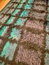 VINTAGE MCM 'SCANDINAVIAN RYA RUG' AREA RUG- TURQUOISE BLUE, GRAY & BLACK -GREAT CONDITION -79'By 54'