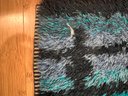 VINTAGE MCM 'SCANDINAVIAN RYA RUG' AREA RUG- TURQUOISE BLUE, GRAY & BLACK -GREAT CONDITION -79'By 54'