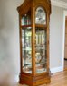 BEAUTIFUL HOWARD MILLER 'LISKOV?' GRANDFATHER CLOCK WITH CURIO CABINET - PERFECT- -89' H. BY 37' W. BY 16' D.